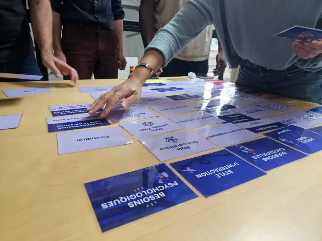 Exercice pratique en formation PCM avec les cartes du modèle Process Communication